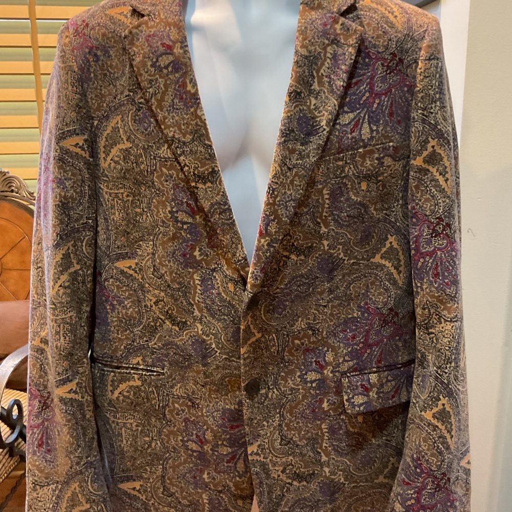 Alan Flusser Men’s Brown and Purple Paisley Blazer